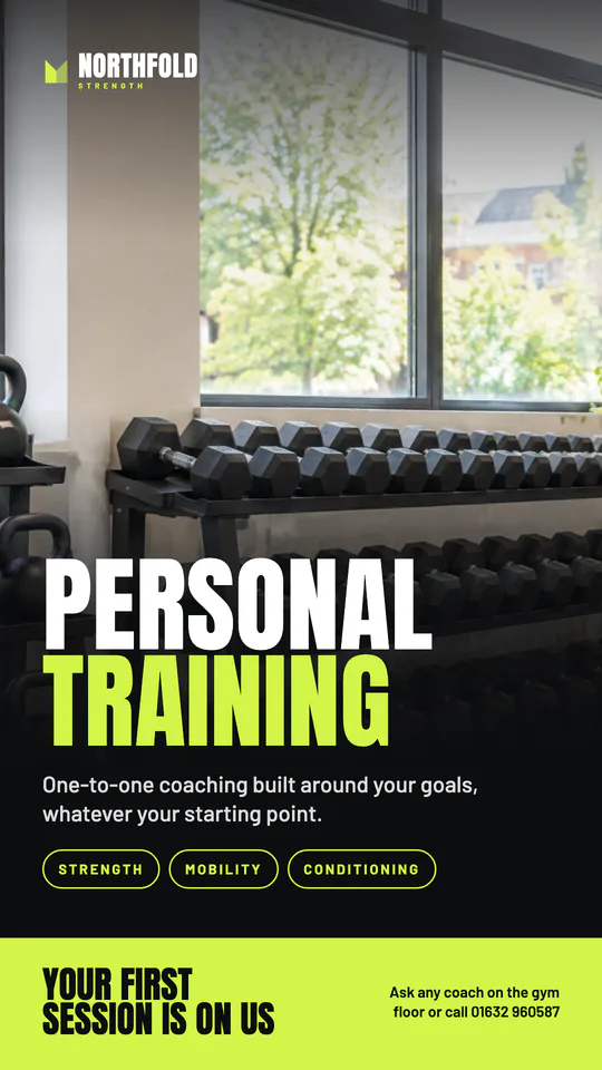 Gym screen promoting personal training