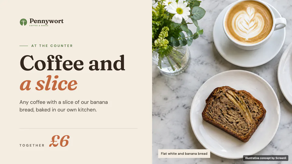 An example editorial concept for a cafe